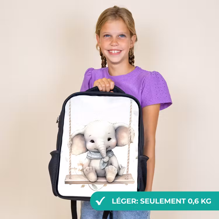 Sac à dos enfant - Noir - Éléphant - Animal - Enfants — 9