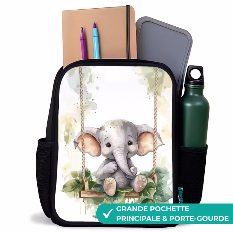 Sac à dos enfant - Noir - Éléphant - Animal - Enfants - Jungle — 10