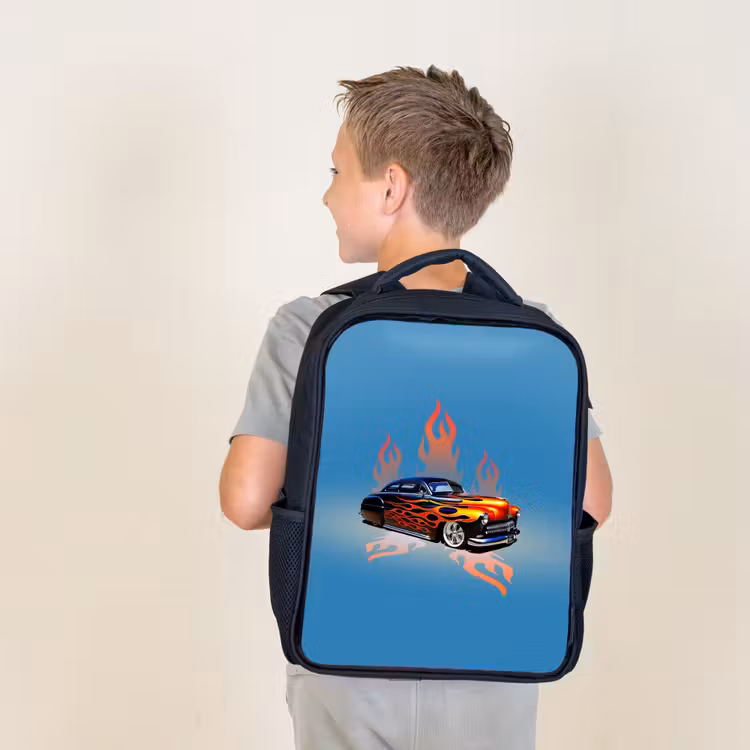 Sac à dos enfant - Noir - Flammes de hotrod — 2