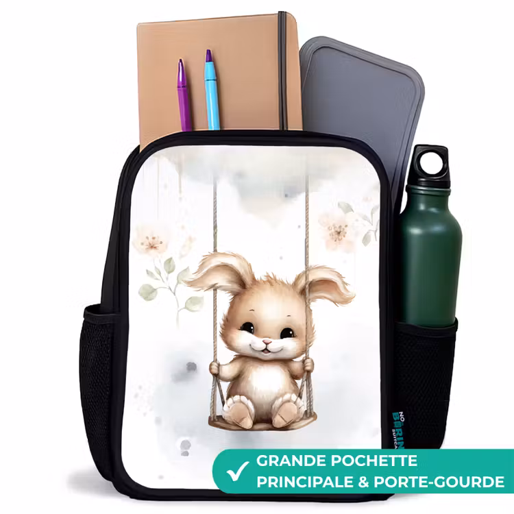 Sac à dos enfant - Noir - Lapin - Bébé animal - Enfants — 10