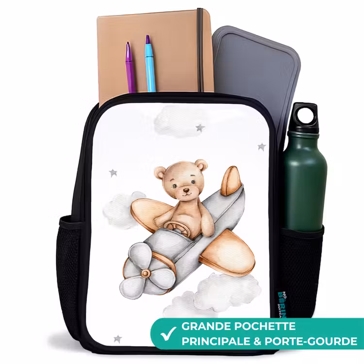 Sac à dos enfant - Noir - Ours - Avion - Étoiles - Enfants — 10