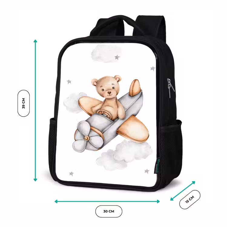 Sac à dos enfant - Noir - Ours - Avion - Étoiles - Enfants — 8