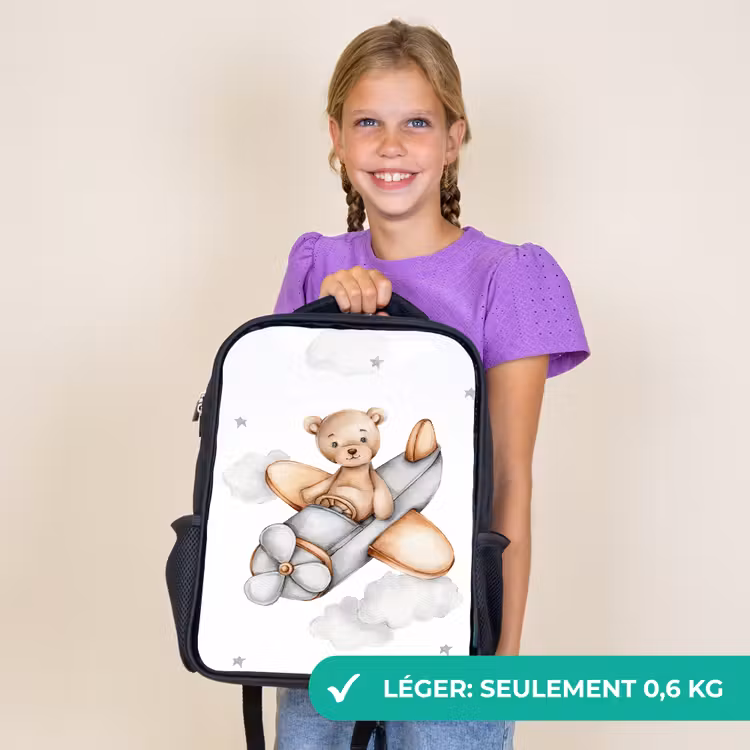 Sac à dos enfant - Noir - Ours - Avion - Étoiles - Enfants — 9