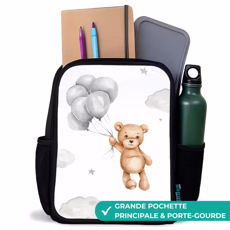 Sac à dos enfant - Noir - Ours - Ballon - Étoiles - Enfants — 10