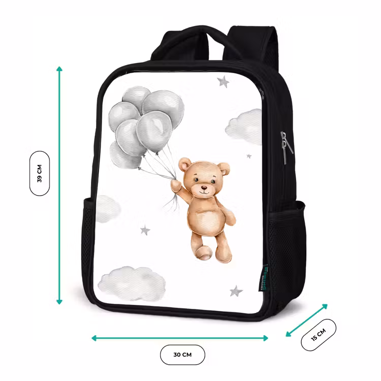 Sac à dos enfant - Noir - Ours - Ballon - Étoiles - Enfants — 8