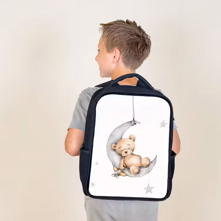Sac à dos enfant - Noir - Ours - Lune - Étoiles - Enfants — 2