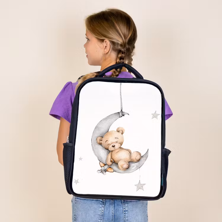 Sac à dos enfant - Noir - Ours - Lune - Étoiles - Enfants — 4
