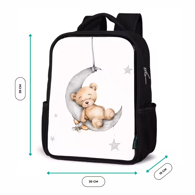 Sac à dos enfant - Noir - Ours - Lune - Étoiles - Enfants — 8