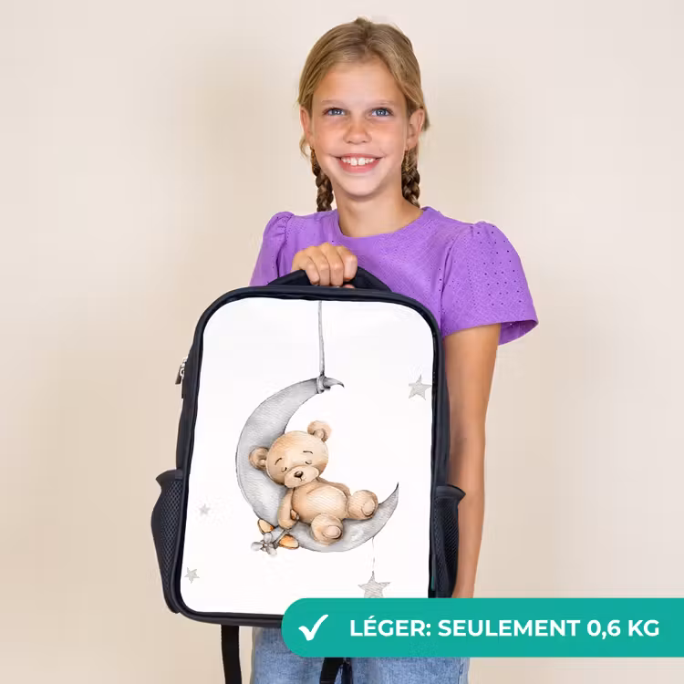 Sac à dos enfant - Noir - Ours - Lune - Étoiles - Enfants — 9