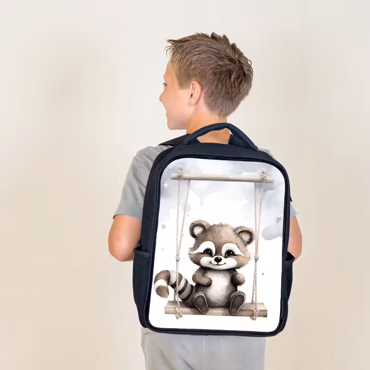 Sac à dos enfant - Noir - Raton laveur - Animal - Enfants — 2