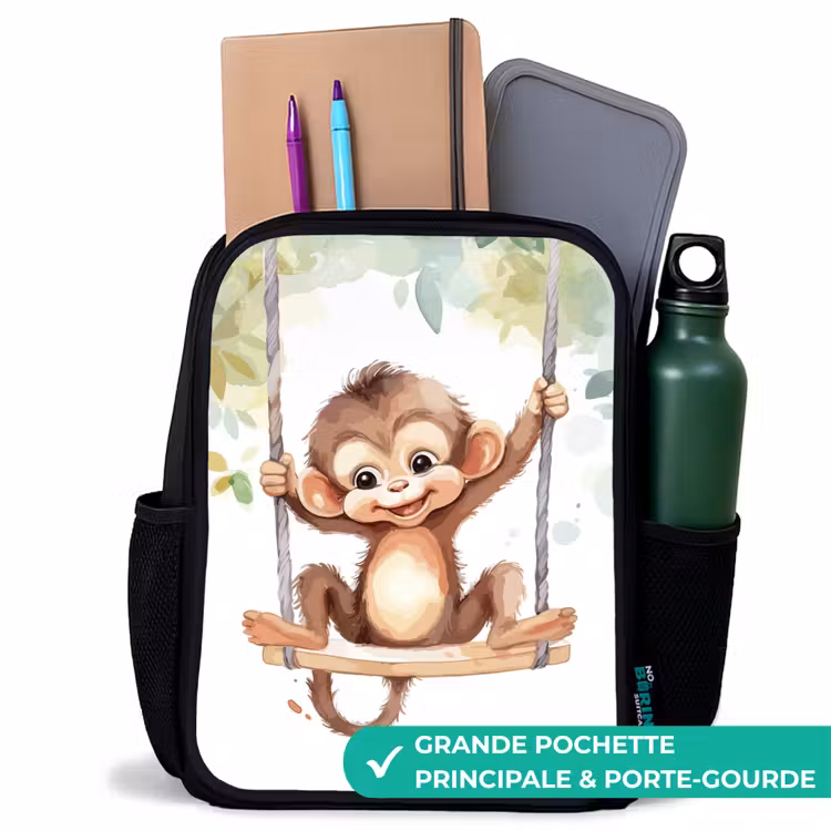 Sac à dos enfant - Noir - Singe - Animal - Enfants - Jungle — 10