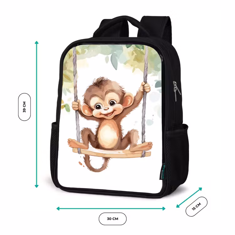 Sac à dos enfant - Noir - Singe - Animal - Enfants - Jungle — 8