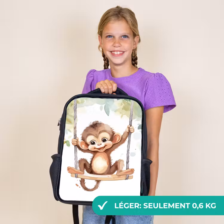 Sac à dos enfant - Noir - Singe - Animal - Enfants - Jungle — 9