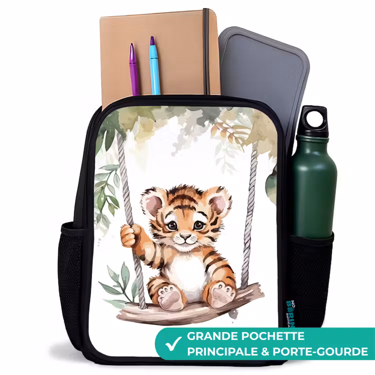 Sac à dos enfant - Noir - Tigre - Animal - Enfants - Jungle — 10