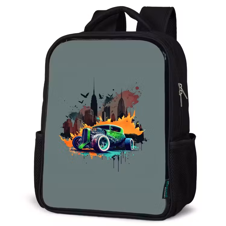 Sac à dos enfant - Noir - Voiture dans une ville fantôme — 6