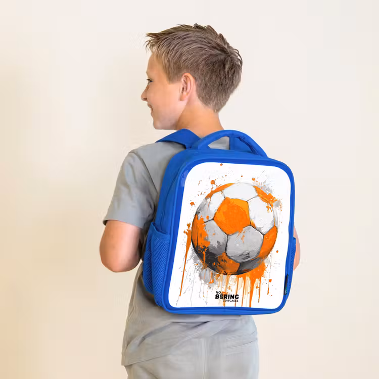 Sac à dos enfant - Bleu - Football - Peinture - Orange — 2