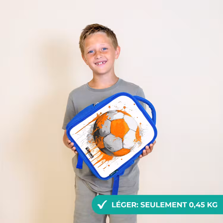 Sac à dos enfant - Bleu - Football - Peinture - Orange — 3