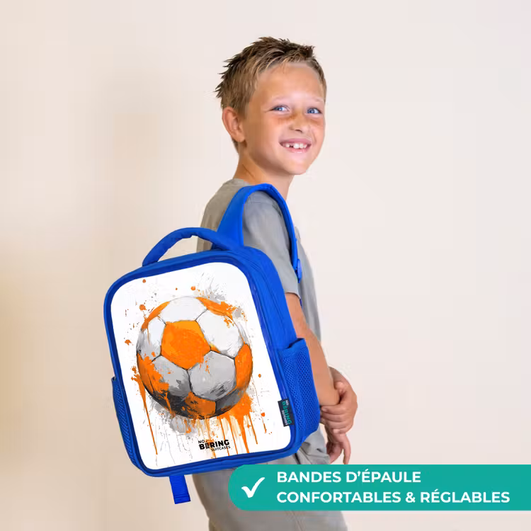 Sac à dos enfant - Bleu - Football - Peinture - Orange — 4