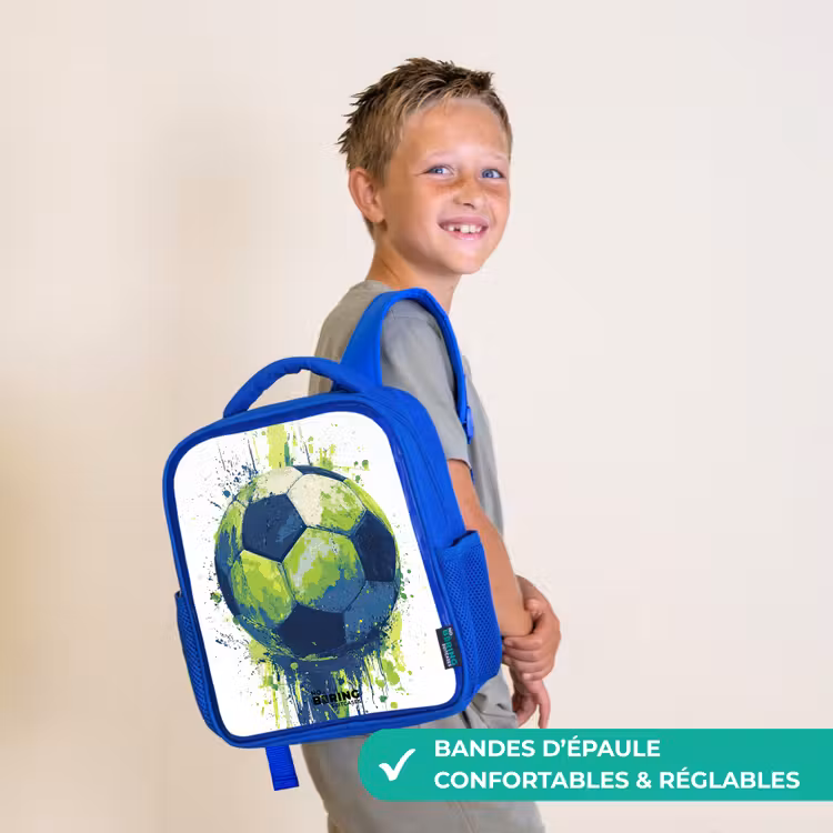 Sac à dos enfant - Bleu - Football - Peinture - Vert - Bleu — 4