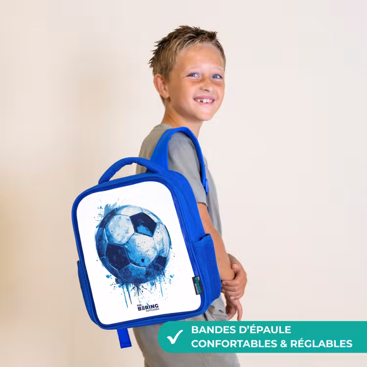 Sac à dos enfant - Bleu - Football - Taches d'encre - Bleu - Ballon — 4