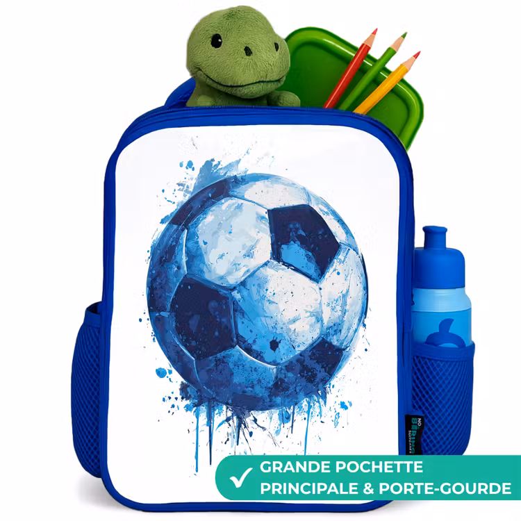 Sac à dos enfant - Bleu - Football - Taches d'encre - Bleu - Ballon — 5