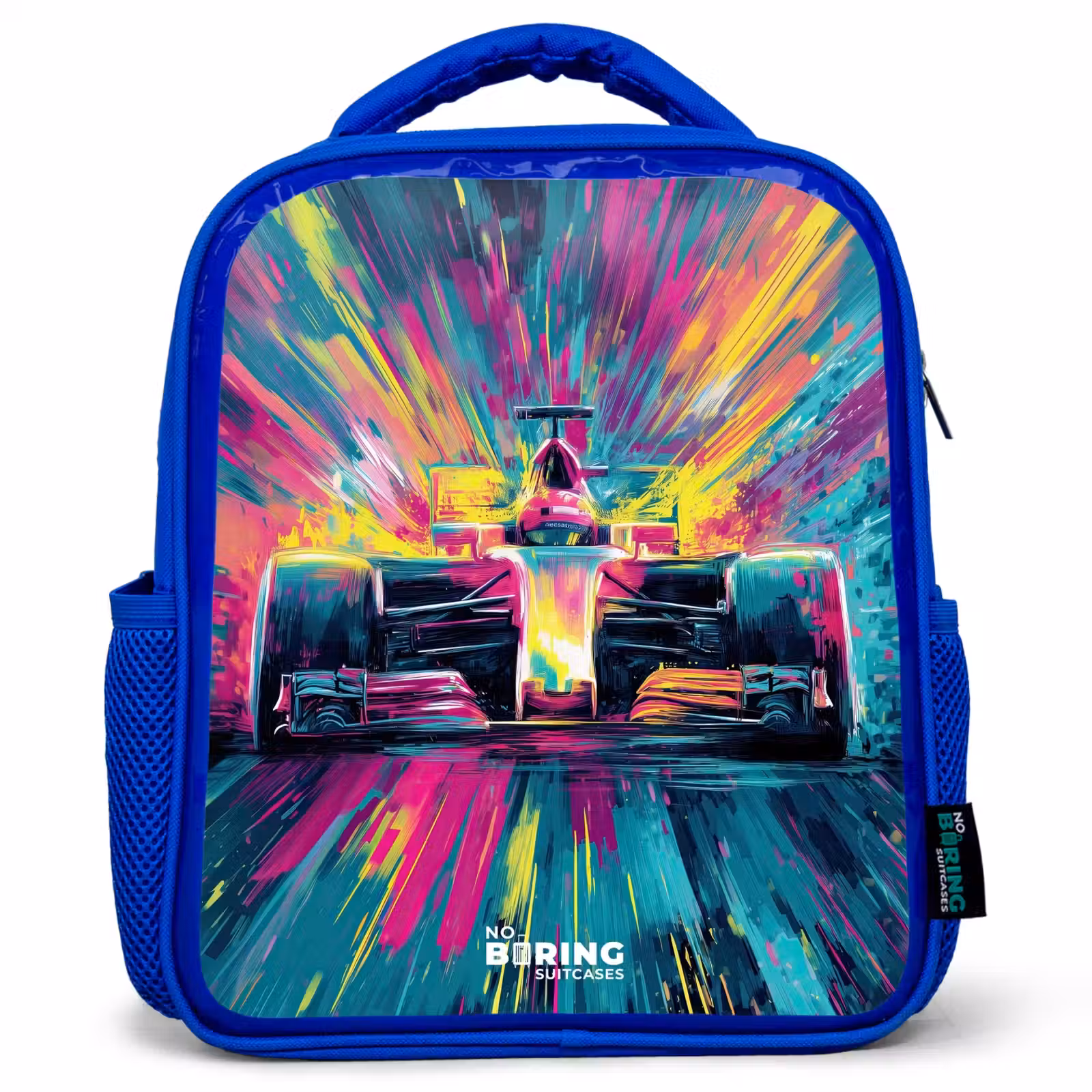 Sac à dos enfant - Bleu - Voiture de course - Explosion - Colorée - Abstraite — 1