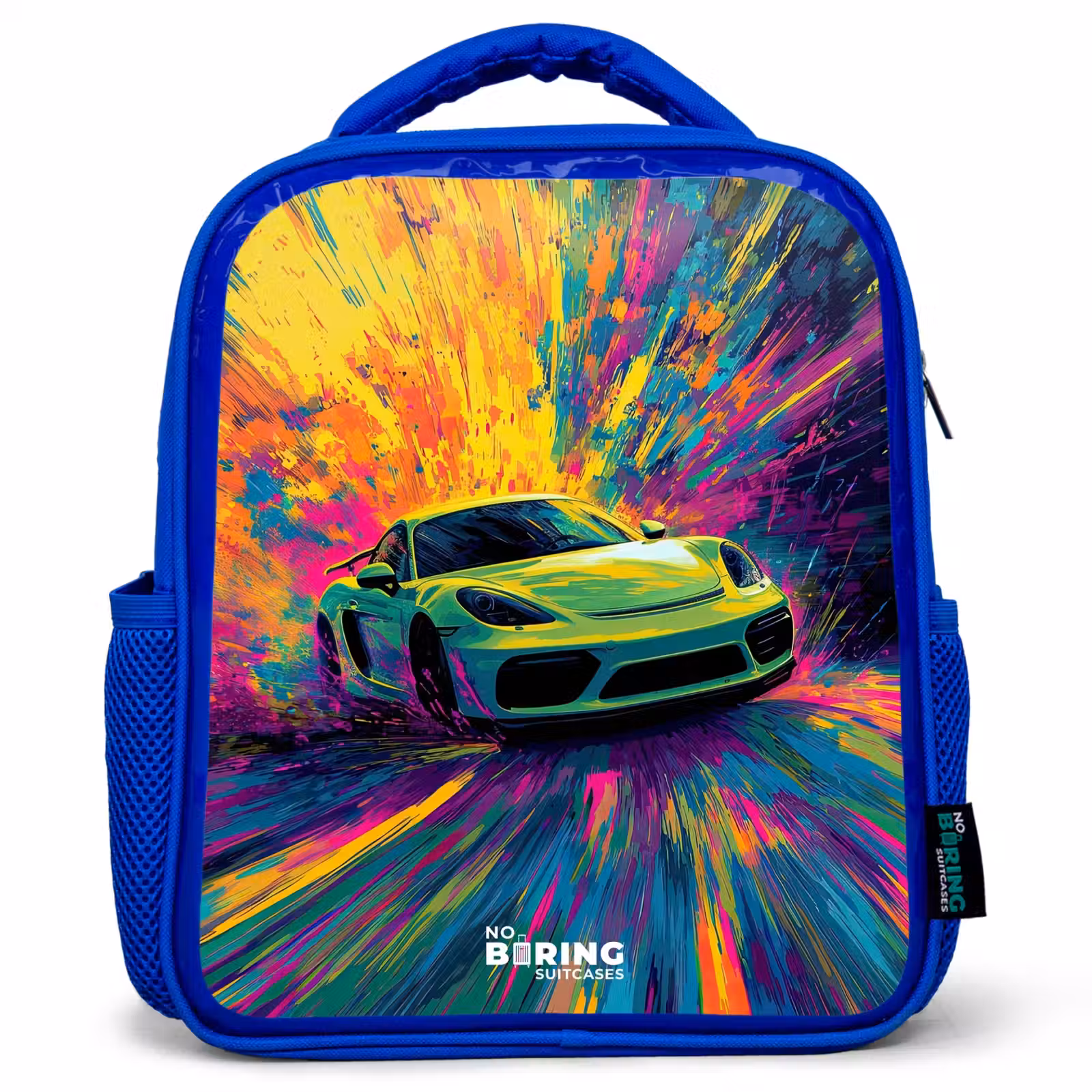 Sac à dos enfant - Bleu - Voiture de sport - Explosion - Coloré - Rayures de peinture — 1