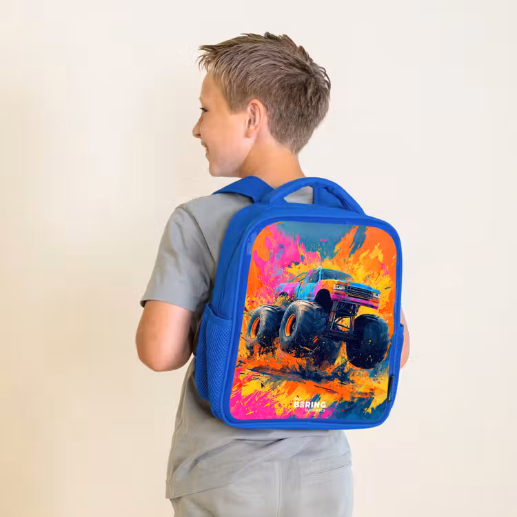 Sac à dos enfant - Bleu - Camion monstre - Éclaboussures de peinture - Coloré - Explosion — 2