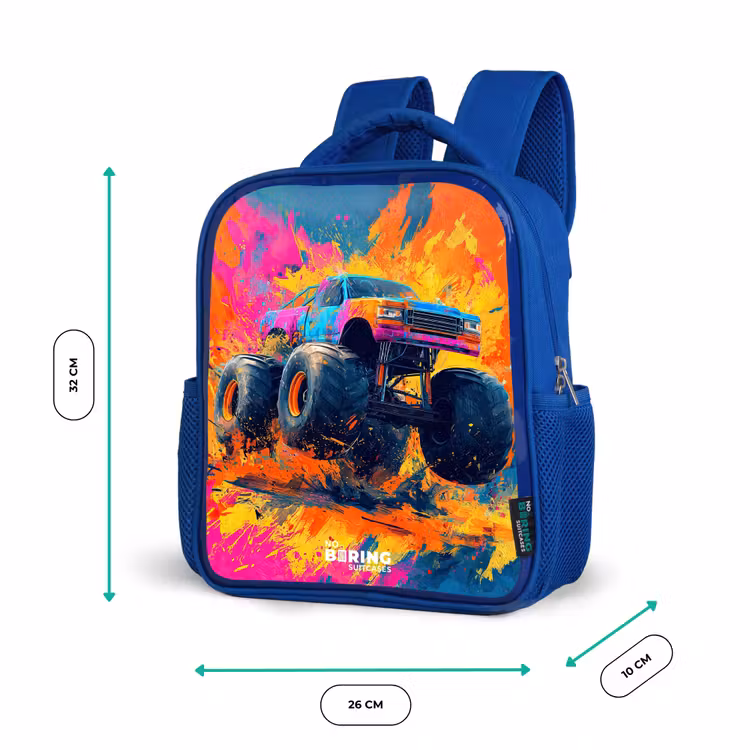 Sac à dos enfant - Bleu - Camion monstre - Éclaboussures de peinture - Coloré - Explosion — 6