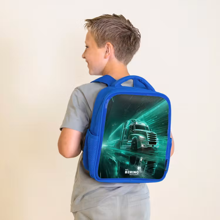 Sac à dos enfant - Bleu - Camion - Néon - Vert - Ville — 2