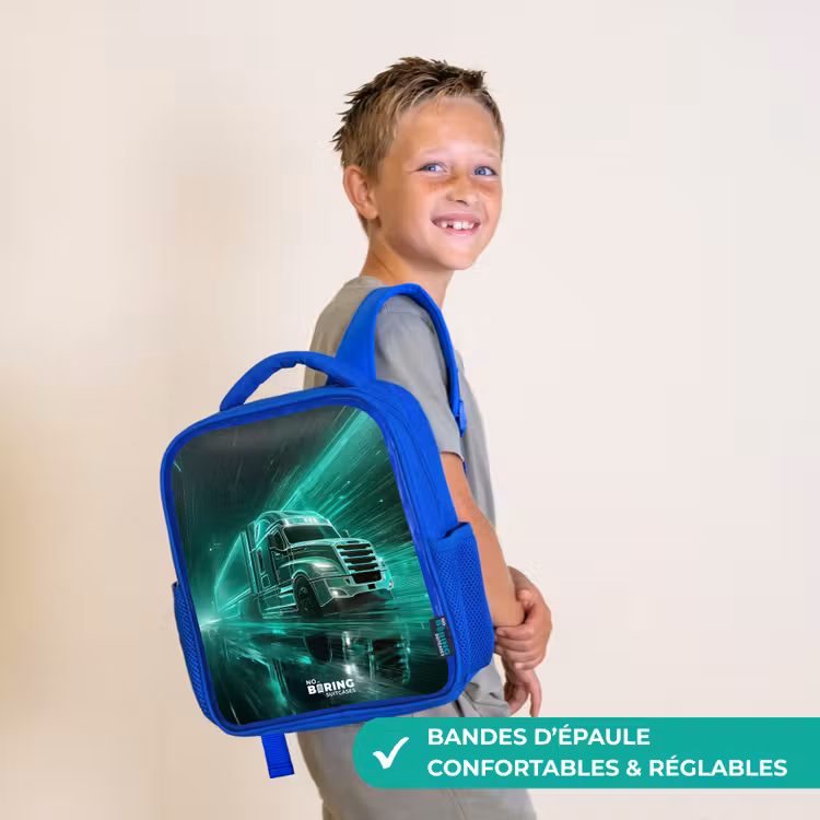 Sac à dos enfant - Bleu - Camion - Néon - Vert - Ville — 4