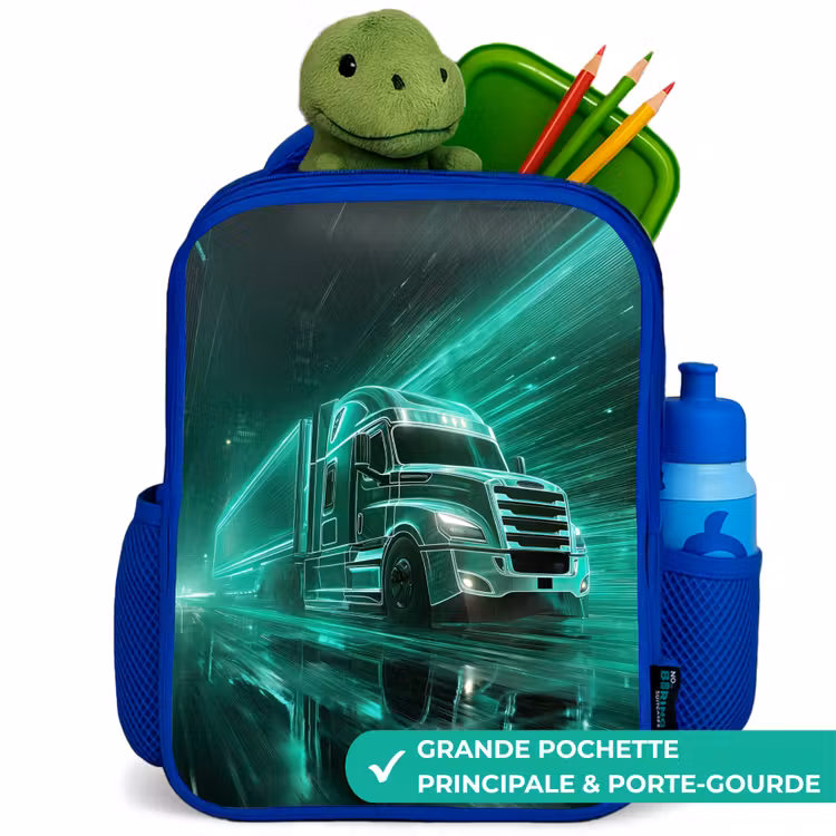 Sac à dos enfant - Bleu - Camion - Néon - Vert - Ville — 5
