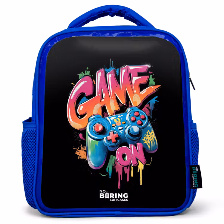 Sac à dos enfant - Bleu - Jeu - Contrôleur - Graffiti - Néon — 1