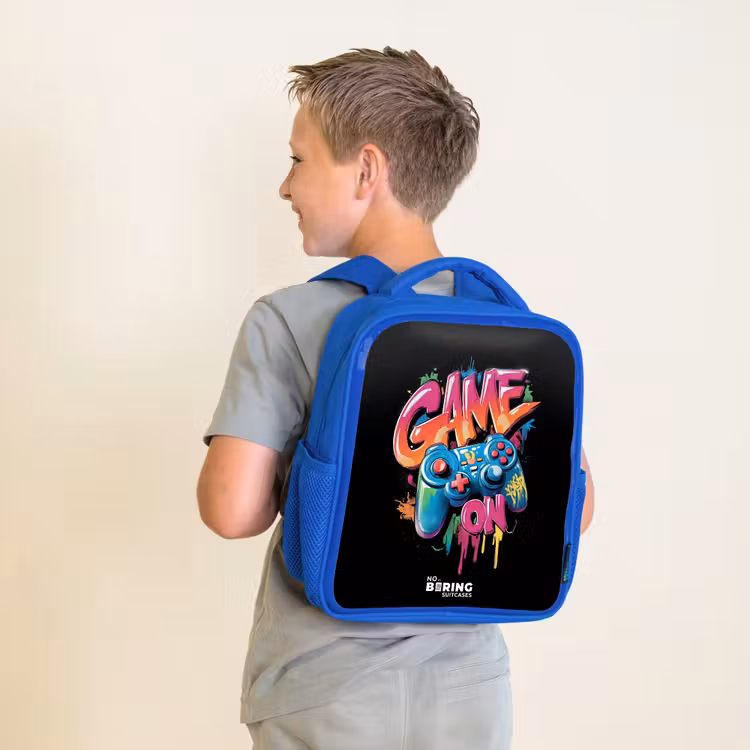 Sac à dos enfant - Bleu - Jeu - Contrôleur - Graffiti - Néon — 2