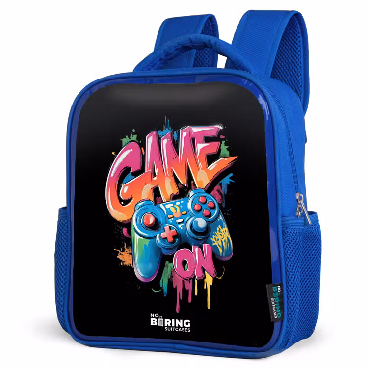 Sac à dos enfant - Bleu - Jeu - Contrôleur - Graffiti - Néon — 7