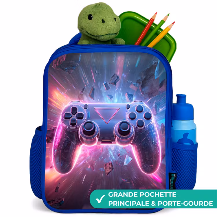 Sac à dos enfant - Bleu - Jeu - Contrôleur - Neon — 5