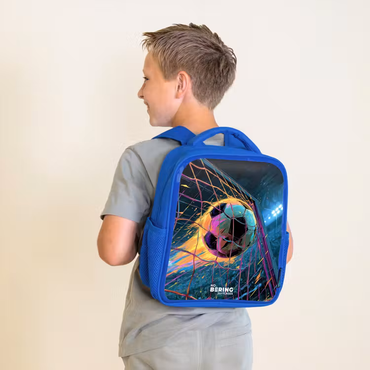 Sac à dos enfant - Bleu - Néon - Filet - Football - Coloré — 2