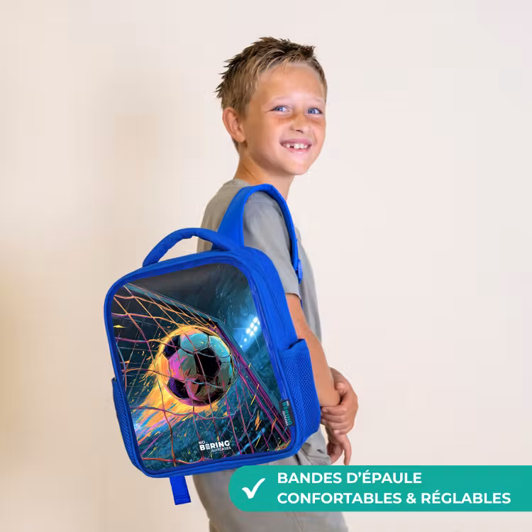 Sac à dos enfant - Bleu - Néon - Filet - Football - Coloré — 4