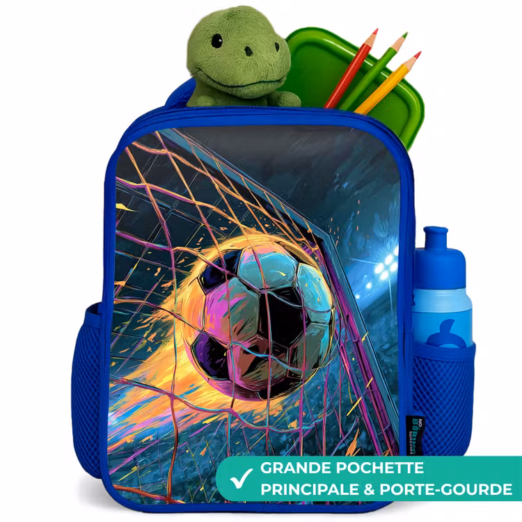 Sac à dos enfant - Bleu - Néon - Filet - Football - Coloré — 5