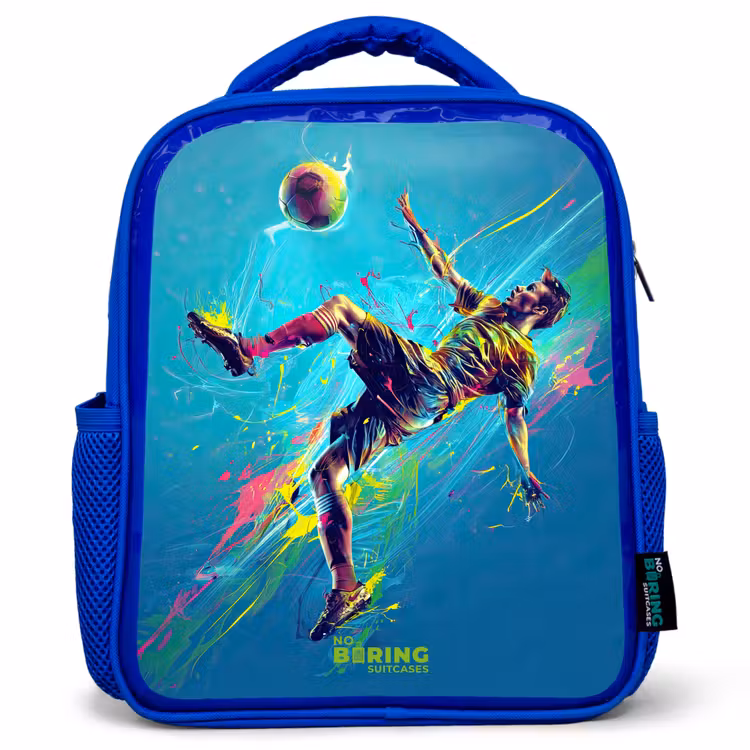 Sac à dos enfant - Bleu - Néon - Football - Coup de pied - Coloré — 1