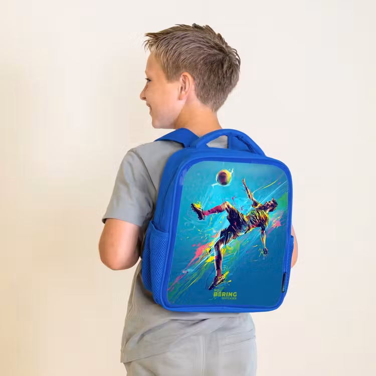 Sac à dos enfant - Bleu - Néon - Football - Coup de pied - Coloré — 2