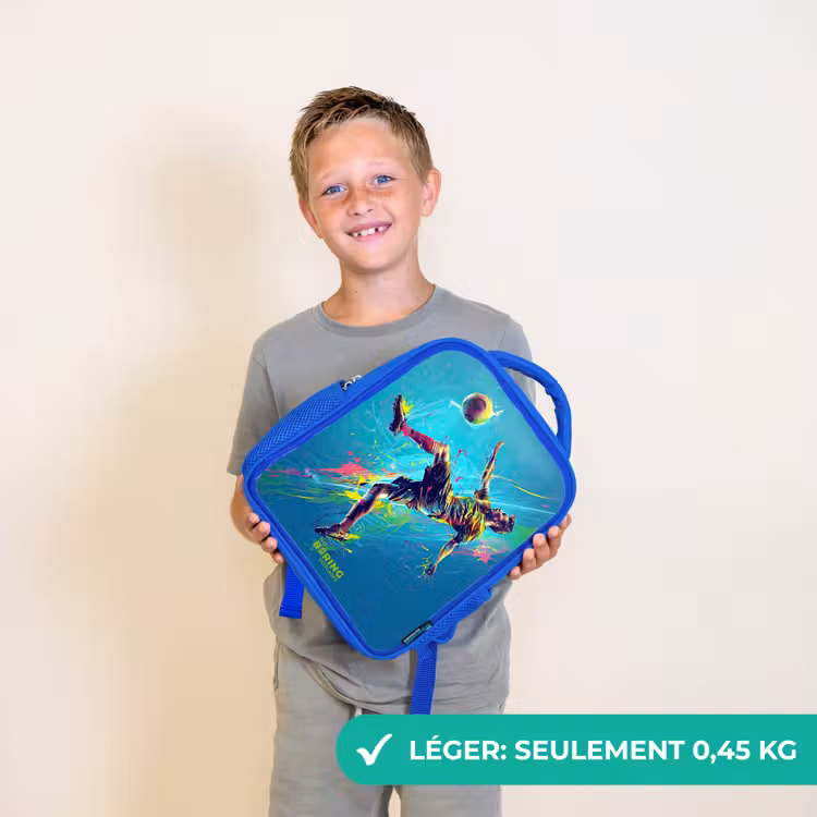 Sac à dos enfant - Bleu - Néon - Football - Coup de pied - Coloré — 3