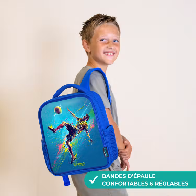 Sac à dos enfant - Bleu - Néon - Football - Coup de pied - Coloré — 4