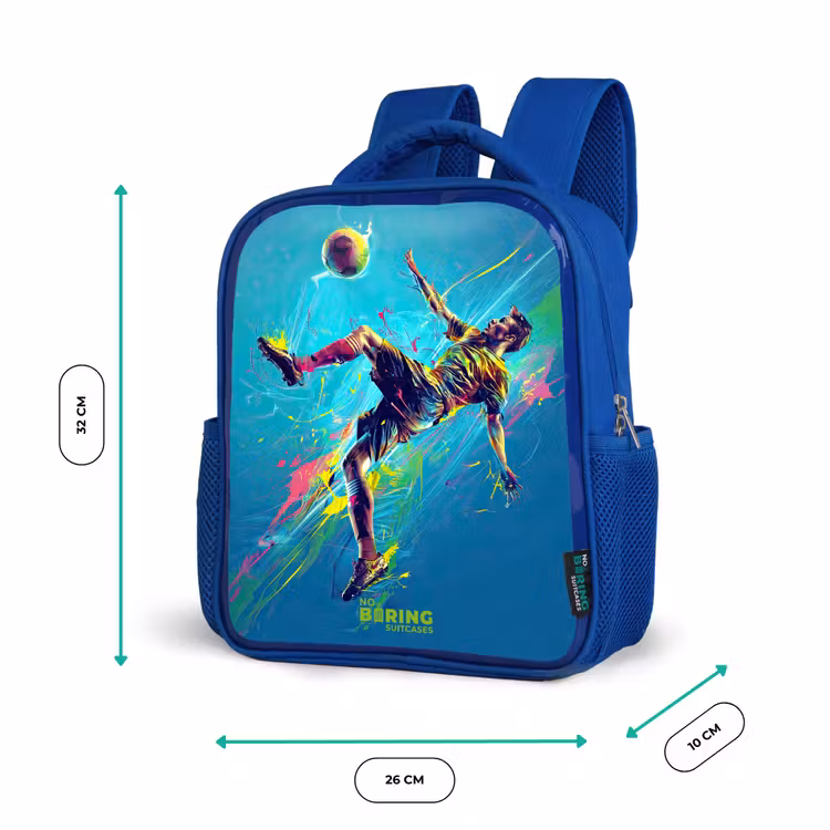 Sac à dos enfant - Bleu - Néon - Football - Coup de pied - Coloré — 6