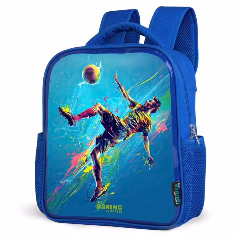 Sac à dos enfant - Bleu - Néon - Football - Coup de pied - Coloré — 7