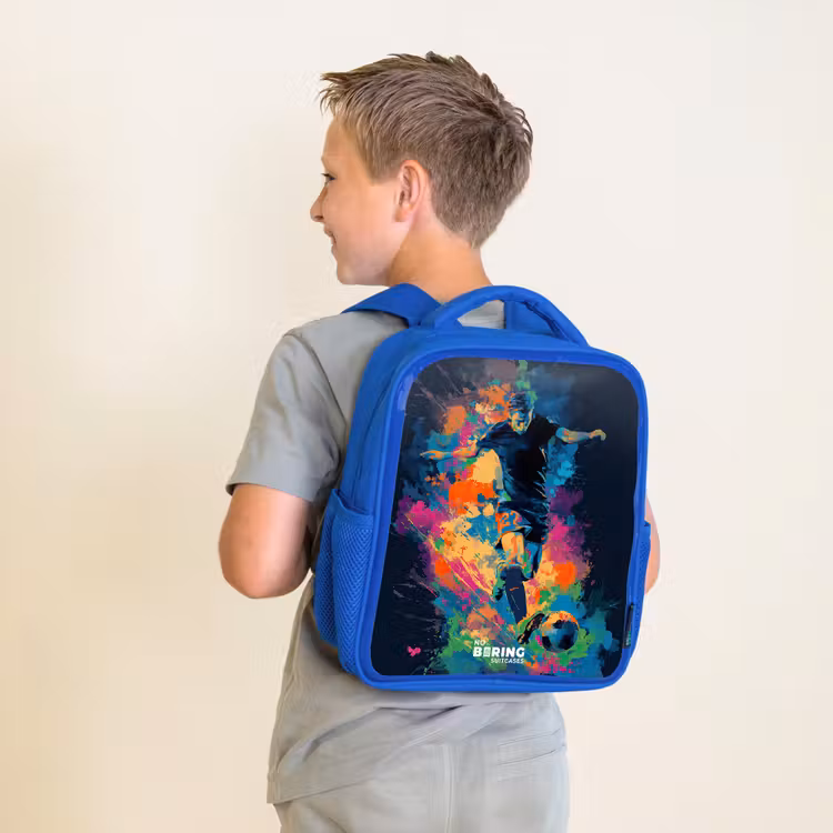 Sac à dos enfant - Bleu - Néon - footballeur - coloré — 2