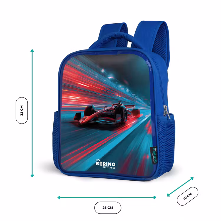 Sac à dos enfant - Bleu - Voiture de course - Piste - Néon - Eclairage — 6