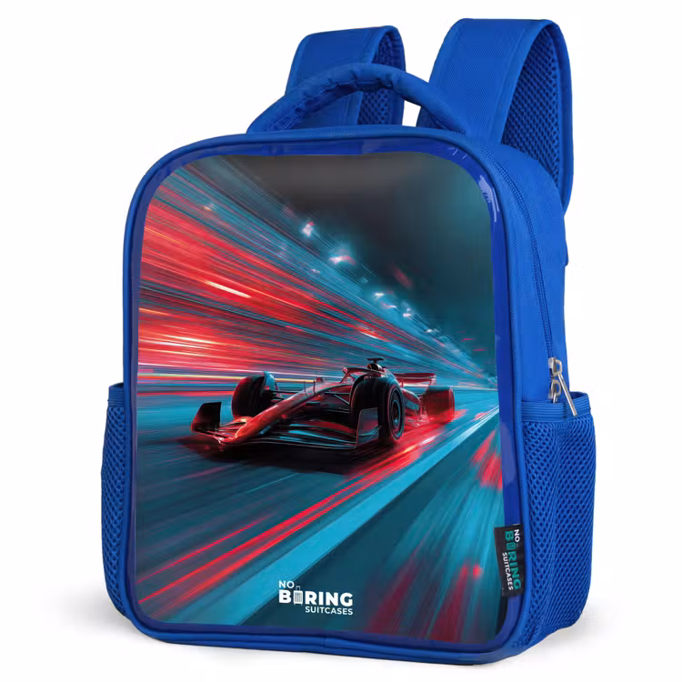 Sac à dos enfant - Bleu - Voiture de course - Piste - Néon - Eclairage — 7