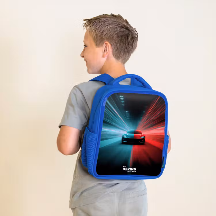 Sac à dos enfant - Bleu - Voiture de sport - Faisceaux lumineux - Néon - Bleu — 2