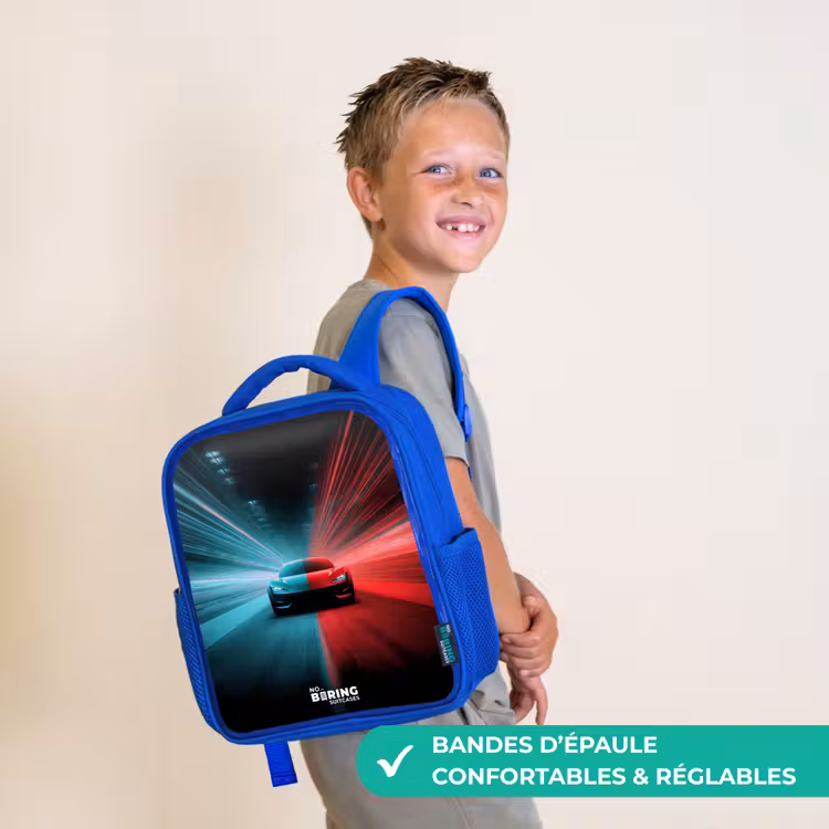 Sac à dos enfant - Bleu - Voiture de sport - Faisceaux lumineux - Néon - Bleu — 4